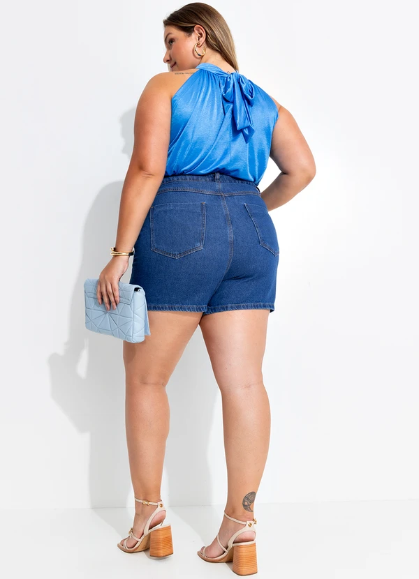 Quintess - Blusa Azul Bic em Malha Illusione 10