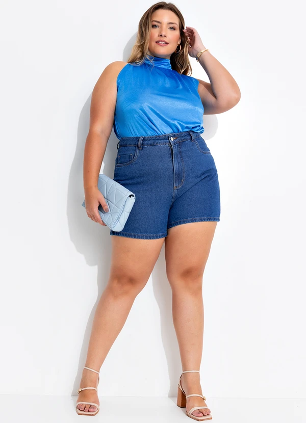 Quintess - Blusa Azul Bic em Malha Illusione 11