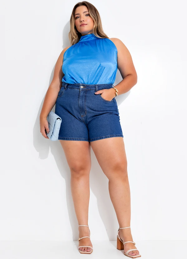 Quintess - Blusa Azul Bic em Malha Illusione 9