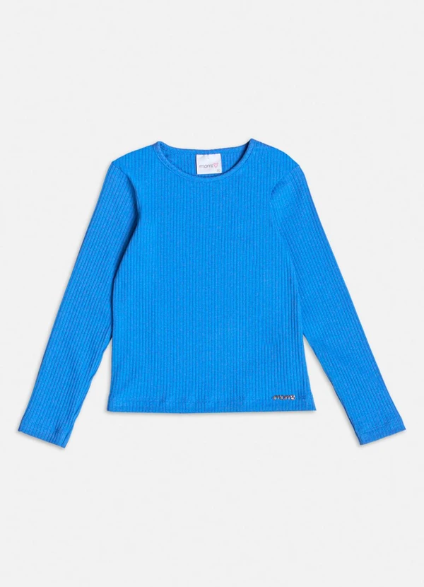 Momi - Blusa Azul Canelada Básica Azul