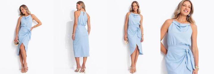 Blusa Azul Claro em Crepe Plano