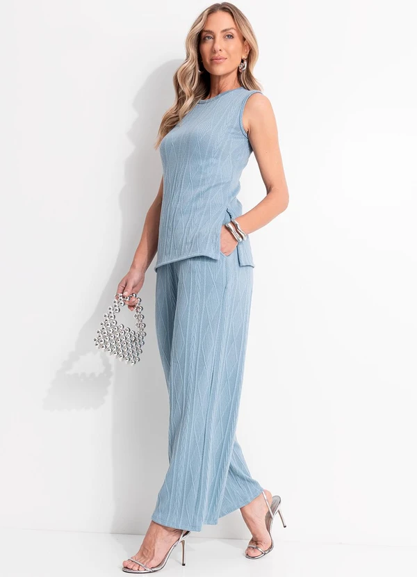 Quintess - Blusa Azul Claro em Malha Jacquard 8