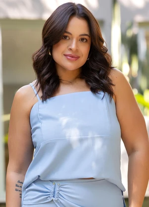 Quintess - Blusa Azul Claro em Tecido Viscose com Poliéster - QUINTESS