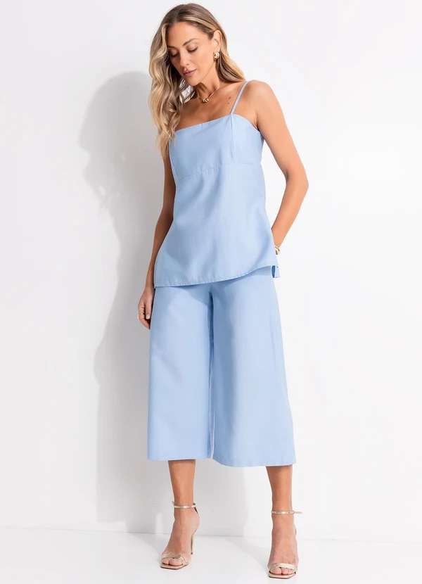 Quintess - Blusa Azul Claro em Tecido Viscose com Poliéster 14