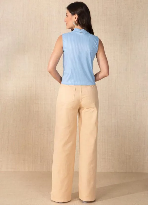 Quintess - Blusa Azul com Torção na Barra Frente 4