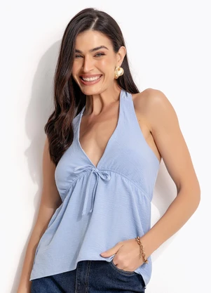 Quintess - Blusa Azul em Crepe Plano - QUINTESS