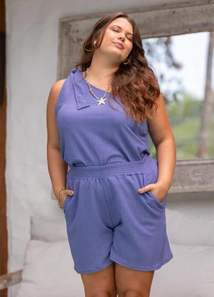 Quintess - Blusa Azul em Malha Crepe Texturizada - QUINTESS
