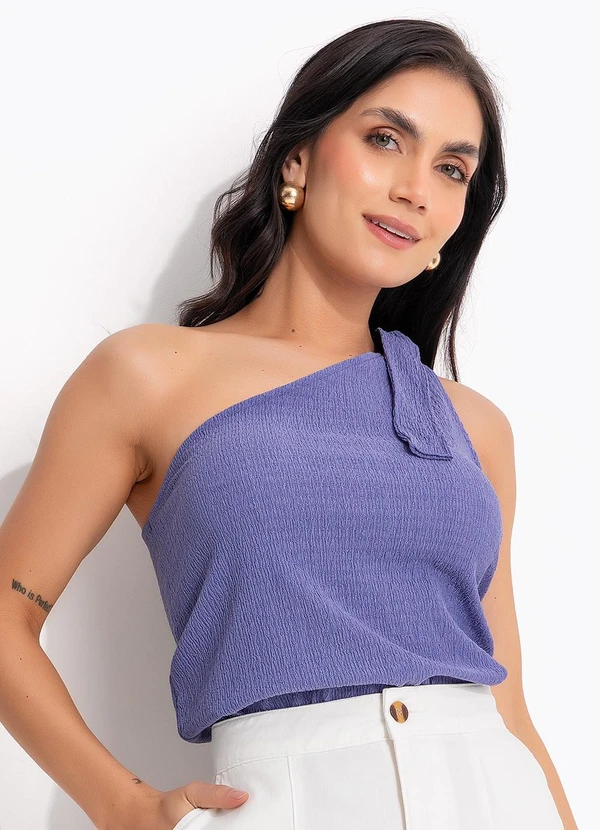 Quintess - Blusa Azul em Malha Crepe Texturizada 9