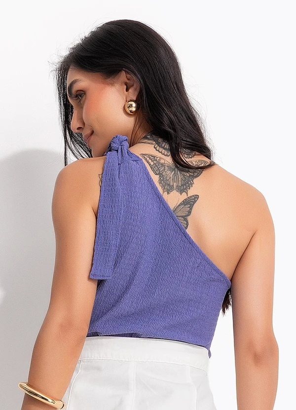 Quintess - Blusa Azul em Malha Crepe Texturizada 10