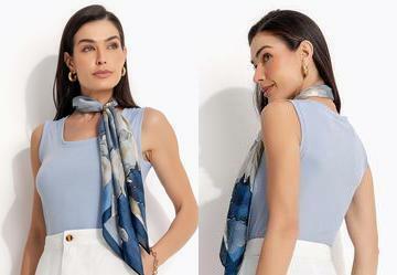 Blusa Azul em Ribana Canelada