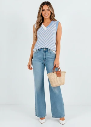 Quintess - Blusa Azul em Tricô - QUINTESS