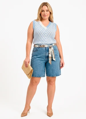 Quintess - Blusa Azul em Tricô - QUINTESS