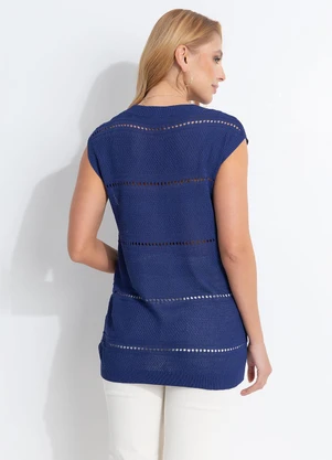Quintess - Blusa Azul em Tricot - QUINTESS