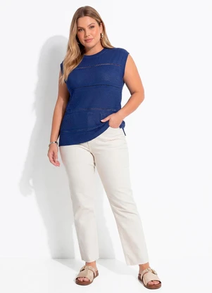 Quintess - Blusa Azul em Tricot - QUINTESS