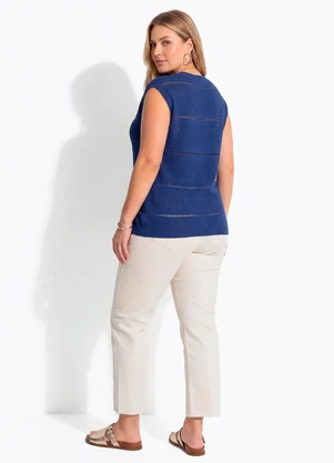 Quintess - Blusa Azul em Tricot - QUINTESS