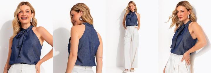 Blusa Azul Escuro em Jeans