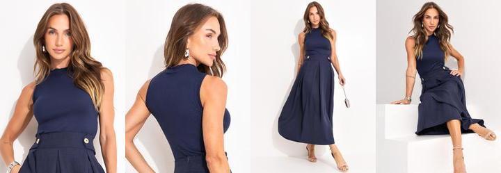 Blusa Azul Marinho em Canelado