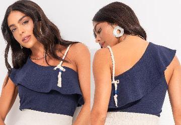 Blusa Azul Marinho em Malha Crepe