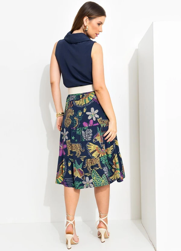 Quintess - Blusa Azul Marinho em Crepe Plano 2