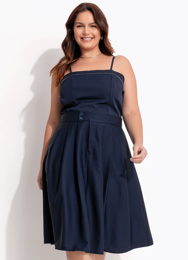 Quintess - Blusa Azul Marinho em Crepe Plano 7