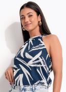 Blusa Azul Marinho em Malha de Viscose