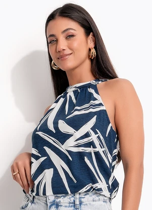 Quintess - Blusa Azul Marinho em Malha de Viscose - QUINTESS