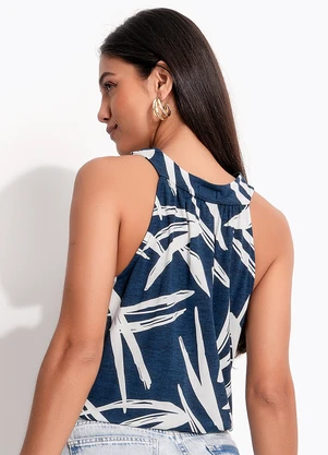 Quintess - Blusa Azul Marinho em Malha de Viscose - QUINTESS