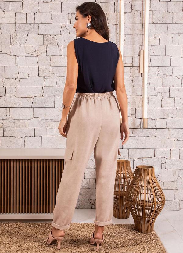 Quintess - Blusa Azul Marinho em Viscose Plana Sarjada 4