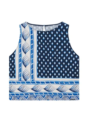 Enfim - Blusa Azul Marinho Reta Paisley - ENFIM