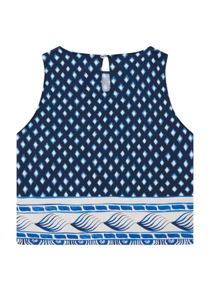 Enfim - Blusa Azul Marinho Reta Paisley - ENFIM