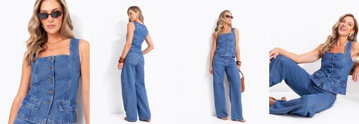 Blusa Azul M�dio em Jeans