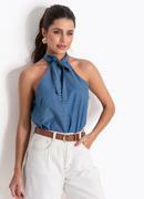 Blusa Azul M�dio em Jeans