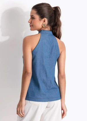 Quintess - Blusa Azul Médio em Jeans - QUINTESS