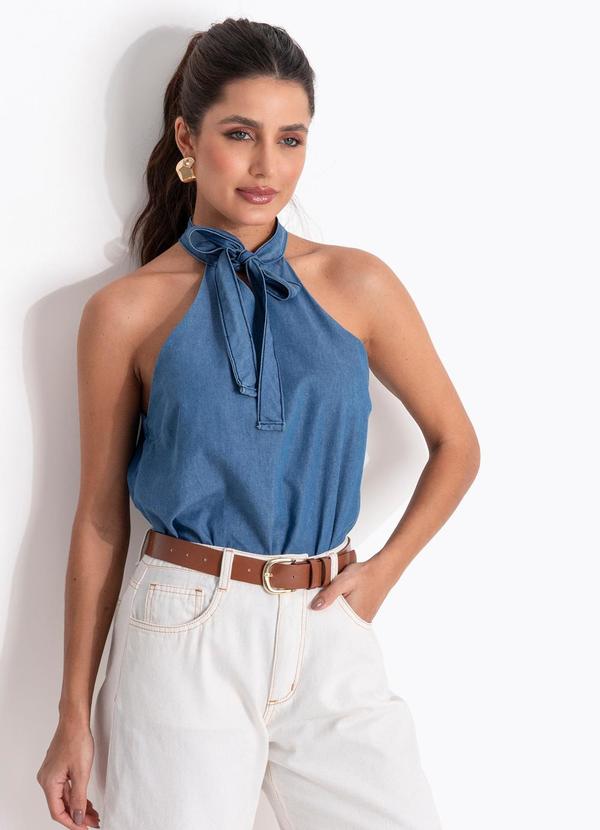 Blusa Azul M�dio em Jeans