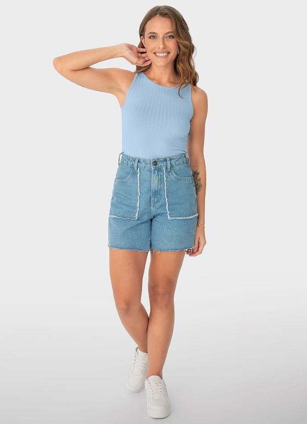 Malwee - Blusa Azul Pastel Justa em Viscose Canelada 2