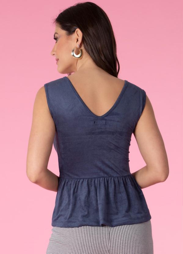 Outlet - Blusa Azul Soltinha com Babados na Barra 2