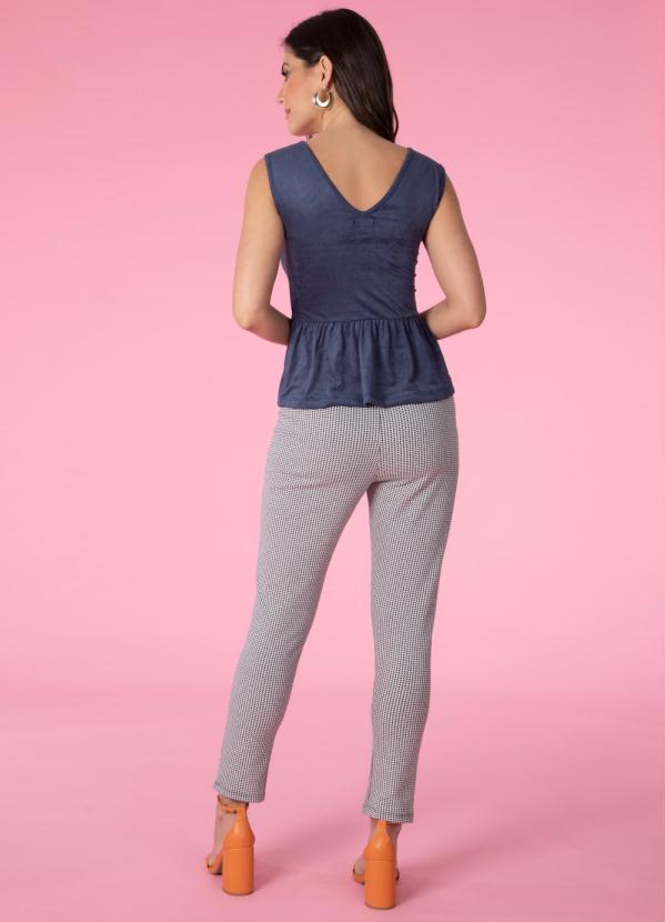 Outlet - Blusa Azul Soltinha com Babados na Barra 4