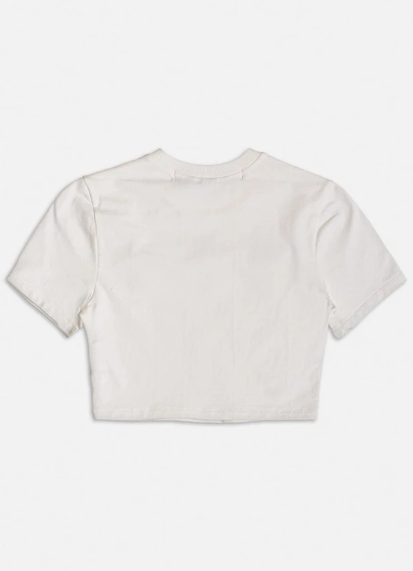 Authoria - Blusa Baby Tee Off com Laços de Veludo Branco 2
