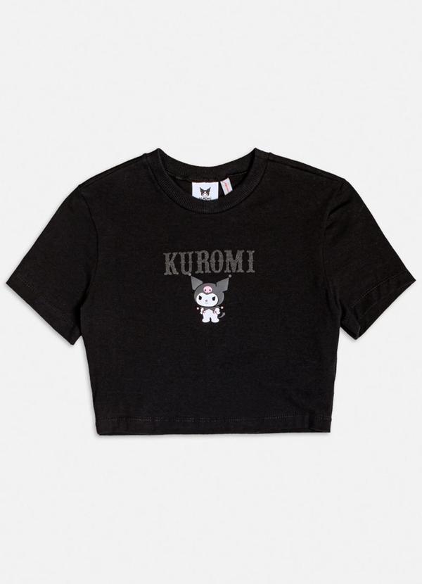 Authoria - Blusa Baby Tee Preta da Kuromi Preto