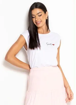 bonprix - Blusa Barra Arredondada Branca - BONPRIX