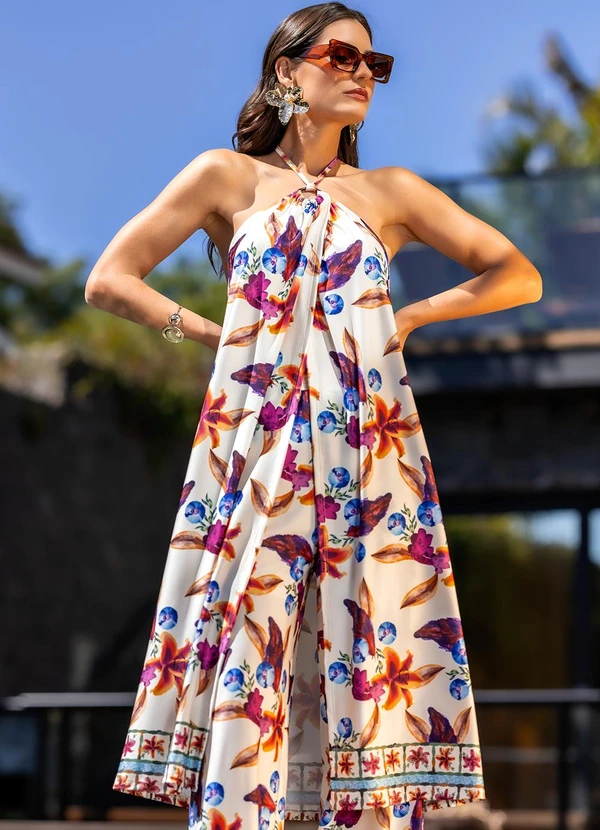 Quintess - Blusa Barrado Floral em Malha Fria