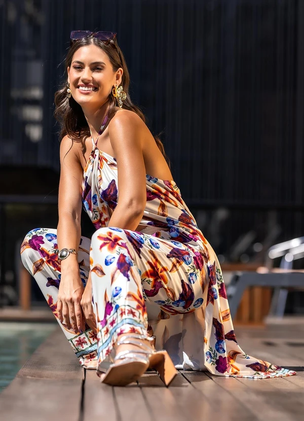 Quintess - Blusa Barrado Floral em Malha Fria