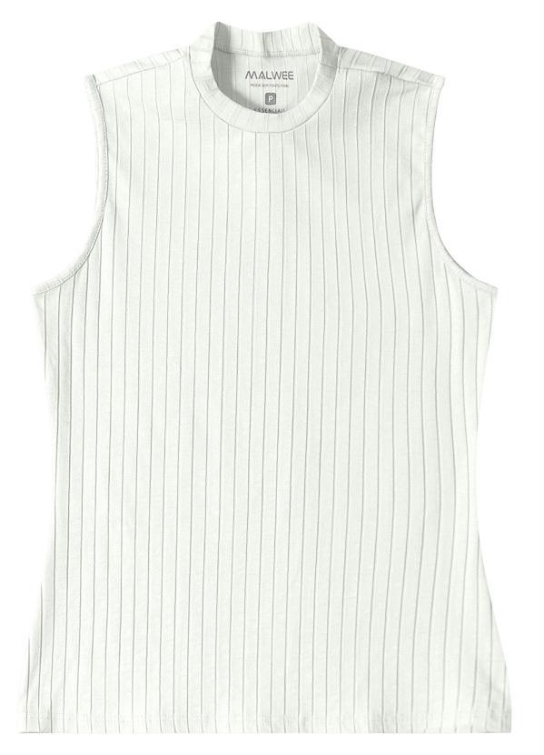 Malwee - Blusa Básica Canelada sem Manga Off White