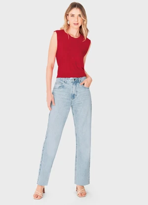 Enfim - Blusa Básica em Viscose Vermelho - ENFIM