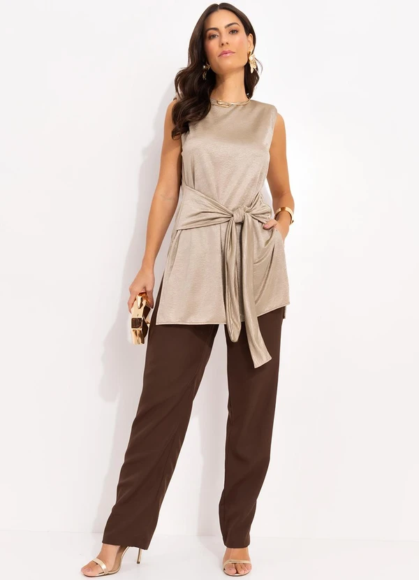 Quintess - Blusa Bege em Malha Illusione 3