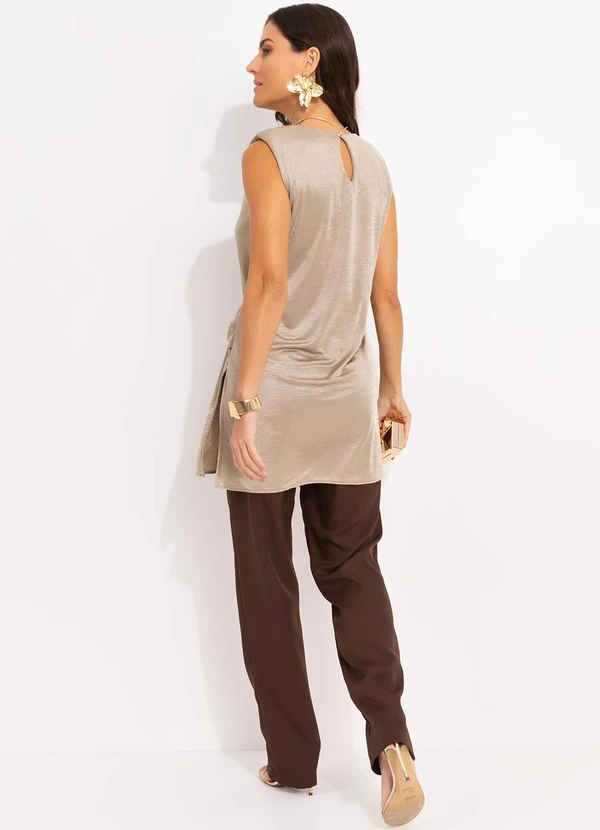 Quintess - Blusa Bege em Malha Illusione 5