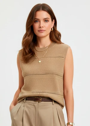 Quintess - Blusa Bege em Tricot - QUINTESS