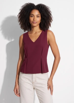 Quintess - Blusa Bordô Alfaiataria de Poliéster com Elastano - QUINTESS