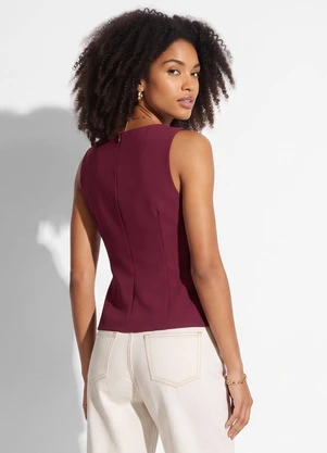 Quintess - Blusa Bordô Alfaiataria de Poliéster com Elastano - QUINTESS