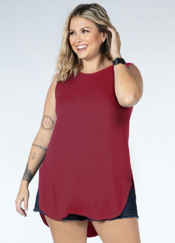 Quintess - Blusa Bordô com Barra Arredondada e Fendas 5